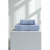 2'li Mavi Greek Havlu Seti%100 Pamuk - 1 Adet El Havlusu 50x90 Ve 1 Adet Banyo Havlusu 70x140 Mavi