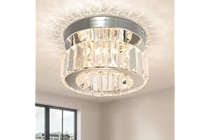 FINKTONGLAN Kristall Deckenleuchte Kronleuchter Pendelleuchte Luxuri?s Kristall Lampe Flur Deckenlampe Flur Schlafzimmerlampe Lampe Wohnzimmer mit Helle Lichter für Schlafzimmer Flur Proch (Rund-Warm)