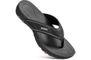 HAOLIRA Men's Surfing Flip Flop Leather Arch Support Summer Holiday Beach Sports Thong Sandals for Indoor Outdoor Comfort Casual Plantar Fasciitis Slippers