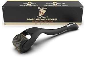 Red-Blooded Beard Roller 0.5mm – 540 Titanium Microneedle Derma Roller for Beard Growth & Hair Regrowth for Men – Microneedling Tool for Thicker, Fuller Beard & Skincare