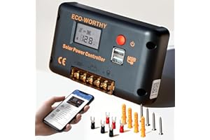 ECO-WORTHY PWM 30A Charging Rules for Solar Panels and Batteries, Intelligent Controller with 2 USB Ports, PWM 12/24V, Suitable for Lithium, Lead and Gel Batteries