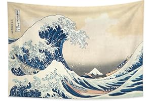 YONGFOTO Arazzo da Parete Giapponese Monte Fuji 36 Viste Camera Tappezzerie La grande onda di Kanagawa Montagna Muraria Japones Poster Pittura Tradizionale Hokusai 100x70cm