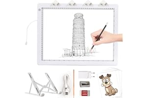 TOHETO A3 Leuchttisch mit Faltbarem Ständer, Adapter, Ultra-dünne Superhell Leuchtplatte, Diamond Painting Tisch Leuchtkasten, LED Lightbox Lightpad für Zeichnen, Diamantmalerei, Tätowierung (Weiß)