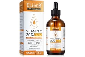 ELBBUB SIERO VISO VITAMINA C - Viso 20% Con Ingredienti Vegani Antietá, Antirughe e Antimacchie - Naturale & Biologico con Acido Ialuronico Puro, per Collo, Décolleté e Contorno Occhi