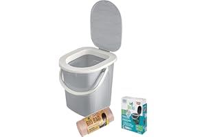 BranQ - Home essential BranQ Lot de 3 toilettes de camping 22 l avec charge maximale 120 kg Plastique PP sans BPA + préparation biologique 5 x 25 g + 20 sacs de toilette bio