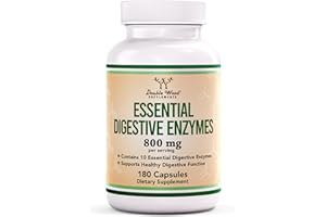 DOUBLE WOOD SUPPLEMENTS Double Wood Verdauungsenzyme – 800 mg Mischung aus allen 10 essentiellsten Verdauungs- und Pankdrüsen-Enzymen (Amylase, Lipase, Bromelain, Laktase, Papain, Protease, Cellulase, Maltase, Invertase)