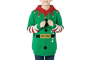 NOROZE Boys Christmas Jumper Hoodie Elf HoHo Candy Cane 3D Knitted Pullover Kids Xmas Top