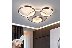 WAYLUOUNG Plafoniera A LED | Lampada Da Soffitto Moderna A 4 Anelli Per Soggiorno | Cerchio Tondo Nera 42W/Ø53cm | Dimmerabile 2700K-6500K Con Telecomando | Lampada Da Soffitto Per Interni Da Ristorante