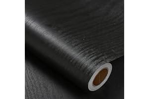 EYERIYO Adesivi per mobili, Carta Adesiva per Mobili Legno, (40 * 300CM) Pellicola Adesiva per Mobili Nero, Carta da Parati Impermeabile PVC Rivestimento