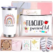 Set Regalo Per Insegnanti Donna | Tazza Termica 590 Ml, Calzini, Segnalibro, Beauty Case | Ringraziamento, Natale, Fine Anno