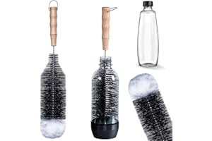 LiangMai Scovolino per Bottiglie da 1 l, Compatibile con la Bottiglie Sodastream, Sodastream bottiglie da 1 l, Spazzola per Bottiglie Resistente, Lunghezza 43 cm - Con Manico, Testina 100% Antigraffio