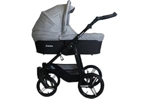 Vizaro ONYX DÚO 2 en 1 - Cochecito Bebé GAMA ALTA - MARCA ESPAÑOLA - Ligero y funcional - Garantía 3 Años - Textil GRIS Chasis NEGRO