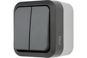 REV - AquaStorm, przełącznik szeregowy, włącznik światła do wilgotnych pomieszczeń, IP55, jednobiegunowy, natynkowy, 230 V, 10 A, antracyt