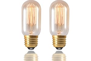 YOUDIAN Vintage Edison Bulb 40W E27 Screw Retro Dimmable T45 Light Bulb Filament Amber Glass Decorative Lamp (2 Packs) …