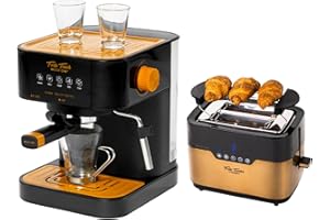 ECO-DE ECODE® Set Idee Regalo Piccoli Elettrodomestici Utili per Cucina e Casa, Offerta Macchina Caffè Espresso Cialde e Macinato + Tostapane 7 Livelli – Idea Regalo per Compleanno, Matrimonio ed Amici