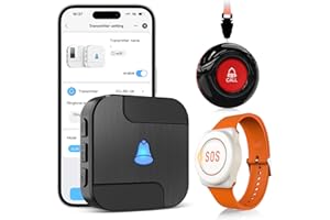 CallToU WiFi Tuya Smart Notfallknopf für Senioren,tragbares Notfallarmband Notrufknopf für Senioren,Hausnotruf mit 1 Notfallknopf,1 Armband,1 Empfänger für Senioren,Behinderte,Kinder