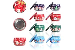 CLVSYH 8 barattoli per candele rotonde natalizie, in metallo, per candele, per conservare a secco candele, profumi, caramelle