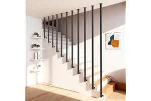 TERRAVIBE Escalera de barandilla, barandilla de escalera interior, pasamanos negro, barandilla de escalera, se puede empalmar barandilla de escaleras, barandilla para pasillos (L, L-60CM)