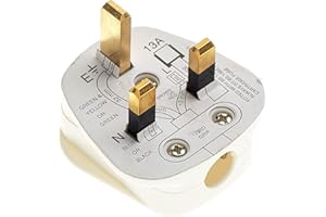 ZUNESHA UK 3 Pin Plug, Fused Plug, 3 Pin Plug Uk With Cord Grip Rewireable 13 Amp Plugs UK White Plugs Uk Heavy Duty Electrical Plug UK 13 A Fused Main Plugs For Home, Office Electrical Appliances (Pack of 1)