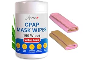 Aveen CPAP mask wipes with CPAP covers,160 extra large wet wipes + 2 universal soft fleece CPAP covers, unscented CPAP cleaning wipes, Lint and alcohol free, Easy opening canister