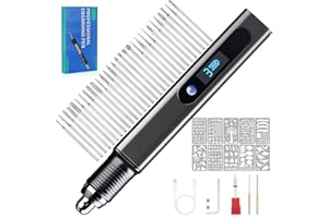 Cykelith Gravierstift Kit Wiederaufladierbar mit 33 Bits 10 Schablonen Mini Graveur Gravurwerkzeug Zu 21000 U/min Tragbar Multifunktionswerkzeug für Schmuck, Holz, Glas, Metall, Kunststoff, Stein,DIY
