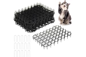 KNJOMZIE 15 Tapetes Antigatos 20x15cm con 15 Estacas en Forma de U – Pinchos Anti Gatos para Jardín, Terraza, Plantas – Ahuyentador de Gatos Exterior