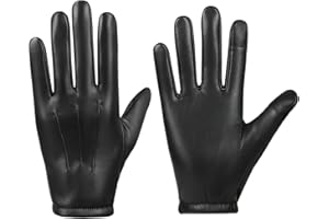 LUFFLOK Gants Noirs Homme en Cuir Synthétique, Gants Tactiles Hiver pour Hommes et Femmes, Gants Chauds Doublés avec Polaire Fine Intérieure, Idéal pour la Conduite en Extérieur par Temps Froid (NOIR)