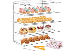 BAOSHISHAN Acrylic Pastry Display Cabinet Clear Cake Display Case 4-Tier Food Display Counter for Display Pastry Cup Cake Donut with Cake Serving Tong 20“Lx9.4“Wx19.7“H (4-Tier)
