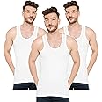 SILVER STORK Men's 100% Pure Cotton Sleeveless Round Neck Vest – Modern White Baniyan, Pack of 2/3/5/10