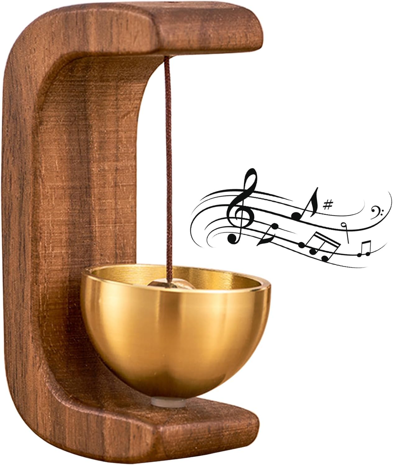 Timbre magnético para puerta, timbre de madera para abrir la puerta, sonido Ding Ding (nogal)