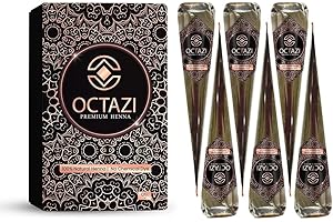 ELITES LONDON OCTAZI Henna Cones Brown Indian Mehendi Cones For Temporary Body Art Tattoo Mehindi All Natural Organic Herbal Pure Mehndi Henna Paste Cone For Festival, No Chemicals, No Dyes, Ready To Use (6 Cones)