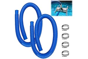CAREDGO 2 Tubos para Piscina 32mm*2m Manguera para Depuradora y Filtro + 4 Abrazaderas