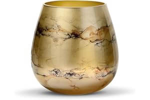 Terroso - Vase - Verre Or soufflé à la Bouche - Aspect Luxueux, élégant et stylé - 21 cm de Haut - Aspect marbre - Vase à Fleurs