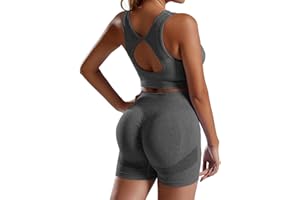 HomyComy Completo Palestra Donna 2 Pezzi Set Sportivo Donna cuciture Tracksuit Jogging Suit Fitness Elastici Tute e Shorts Leggings Set di abbigliamento Yoga Leisure Suit Sportswear