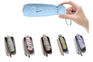 BAODINI Mini parapluie de voyage pour sac à main avec étui, petit parapluie compact, protection UV, petit parapluie de poche léger pour femmes, filles, enfants…