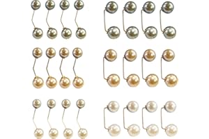 DIVONO 24pcs Faux Perlen Brosche, Doppel Perlen Shirt Brosche, Brosche Damen Pullover Clip Kragen Clip Schal Clip Modeschmuck für Mädchen/Frauen/Damen