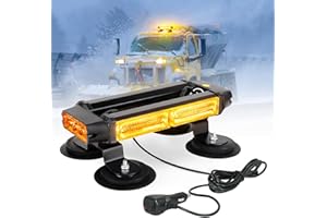10.7" Emergency Strobe Lights Bar for Trucks - JMEST LEAD Waterproof Double Side Safety Warning Traffic Advisor Beacon Flashing Light Bar with Magnetic Base (Amber)