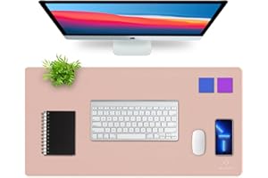 K Knodel Schreibtischunterlage, 80cm x 40cm PVC-Leder Tischunterlage, Wasserdichte Laptop Unterlage für Büro (Rosa)