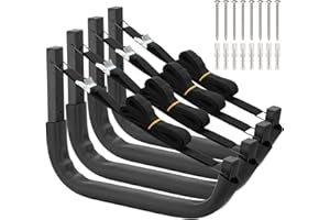 Heavdace Estante de almacenamiento para kayak, soporte de pared, ganchos de almacenamiento para canoas de garaje, kayaks o tablas de remo, ganchos de almacenamiento resistentes