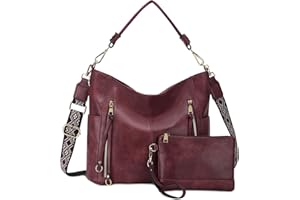 Chase Chic Bolsos de Mujer Hobo, Bolsos Bandolera Bolsos Tote Bolsos de hombro Grande PU Cuero Monedero Carteras 2pcs Set