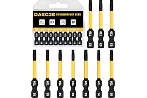 DAKCOS T20 Bit largo, Torx Bit T20, surtido de puntas de S2, punta de atornillado 1/4 vástago hexagonal (longitud 50 mm, 10 piezas)