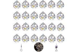 ZHMKYD13 Prismi a Sfera in Cristallo Trasparente 24 Pezzi Prisma in Cristallo Suncatcher Sfera Arcobaleno Cristallo Prisma Cristallo da Appendere Prisma Sfaccettato Sfera di Cristallo Prisma Acchiappasole
