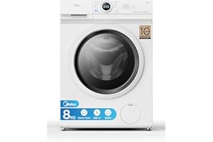 Midea MF10EW80B Waschmaschine / 8kg / 1400 U/Min/EEK A/Inverter Quattro Moto/Dampffunktion/Grosse Trommel/Slim Design/Nachlegefunktion/Kindersicherung/AquaStop, Weiß