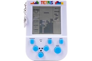 FIZZ CREATIONS Tetris Mini Handheld Arcade Game Keyring — Portable Tetris Game With 15 Levels, Classic Sound Effects, Keychain Game Console for Kids & Adults. Officially Licensed Tetris Merchandise