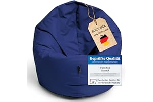 ‎BUBIBAG BuBiBag 2in1 Sitzsack Sitzkissen mit Füllung |Small Ø: 85 cm, Dunkelblau | Indoor & Outdoor Beanbag | Geeignet für Kinder Innen- & Außenbereich Kinderzimmer | Wasser- & Schmutzabweisend Wetterfest