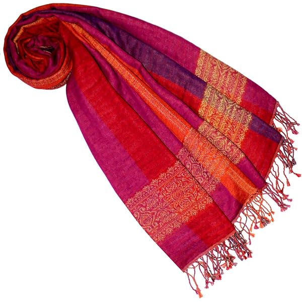 Écharpe Pashmina Lorenzo Cana - Soie Et Laine Mérinos 70x190cm - Motif Cachemire Main - Luxe Italien