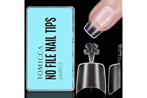 TOMICCA 240 punte finte per unghie finte, corte, quadrate, rotonde, in acrilico, mezza copertura, punte per unghie in gel, set per saloni di unghie, fai da te e allungamento delle unghie, 12 misure