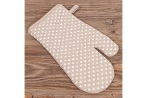 matches21 Oven Glove Country House Premium Traudl Hearts Beige White Heat Protection Glove 17 x 33 cm Pack of 1