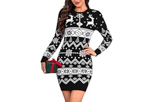 Aottori Vestito Donna Invernale Elegante Abito in Maglia Collo Alto/Girocollo Maglione Lungo Caldo Aderente Elasticizzato Vestiti Pullover Manica Lunga Autunno