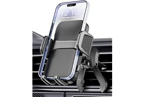Hoppac Support Téléphone Voiture Grille Aeration, Porte Telephone pour Automobile Crochet Fort, 360° Rotation, Bouton de Libération, Socles Accroche Portable pour Smartphone 4-7 in